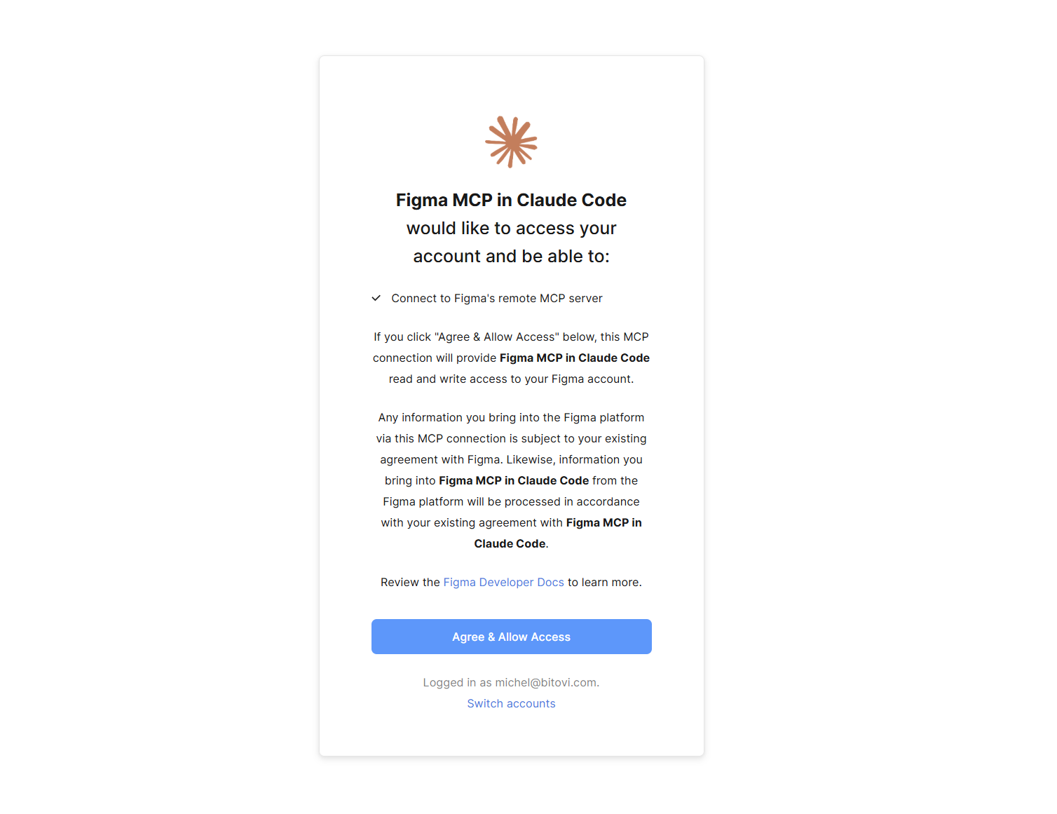 Figma permission screen — Allow Claude access